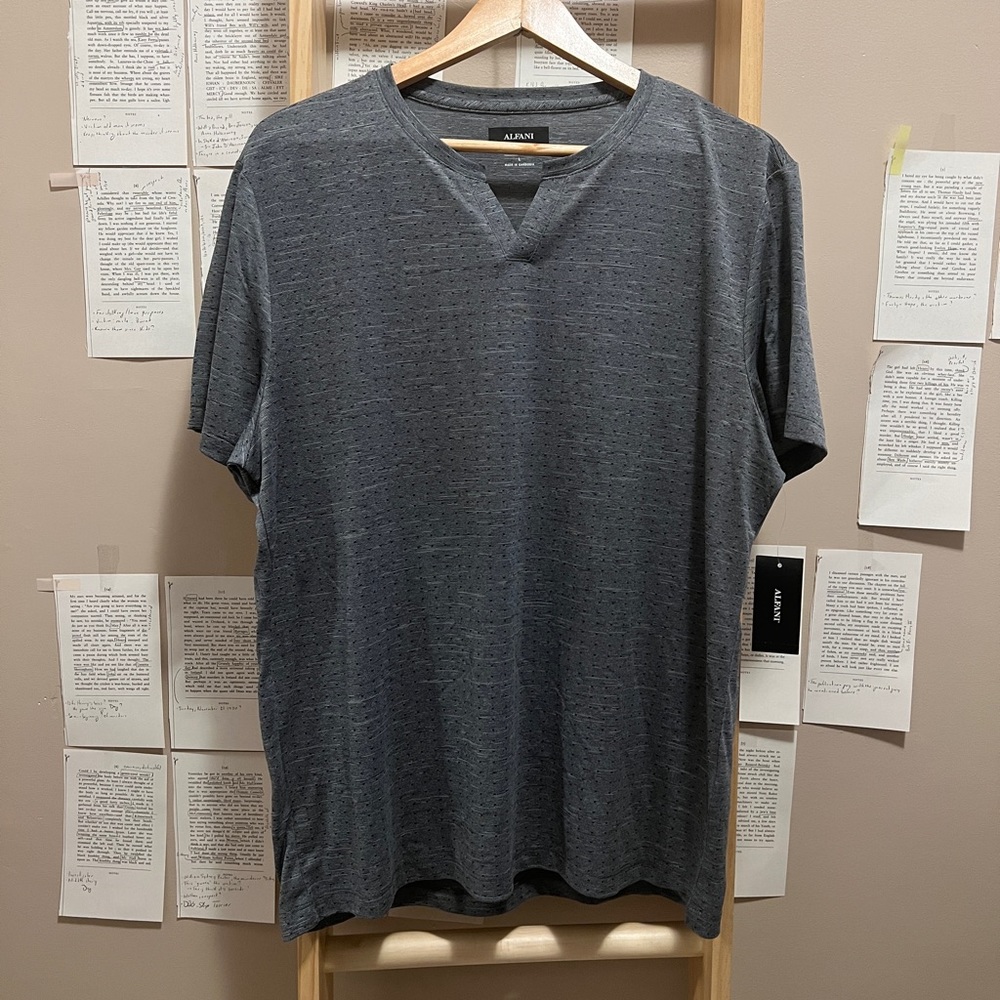 Alfani Men's Grey Short Sleeve Shirt with V-neck